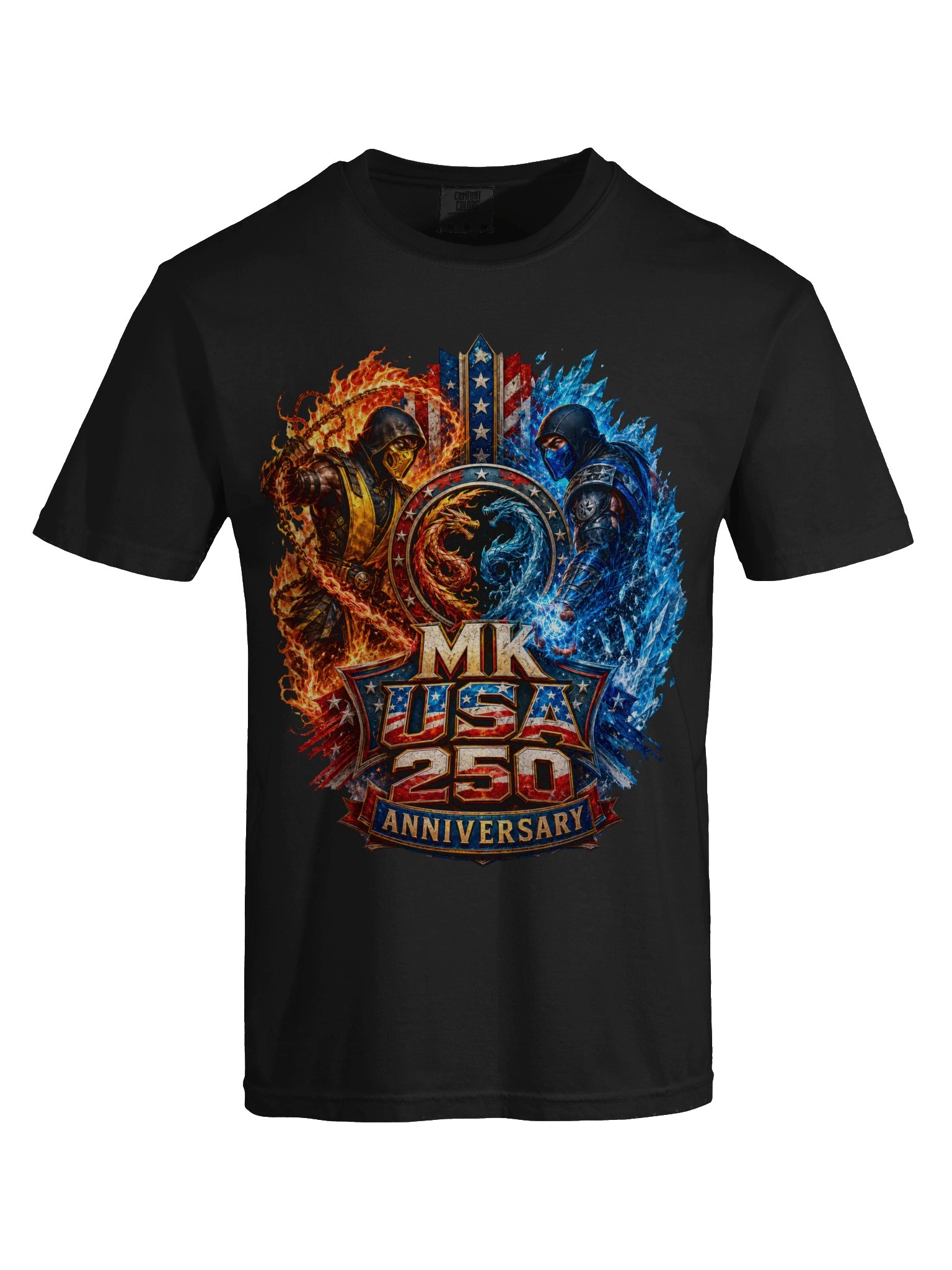 Mortal Kombat USA 250th Anniversary T-Shirt – Fire & Ice Patriotic Graphic Tee product image (6)