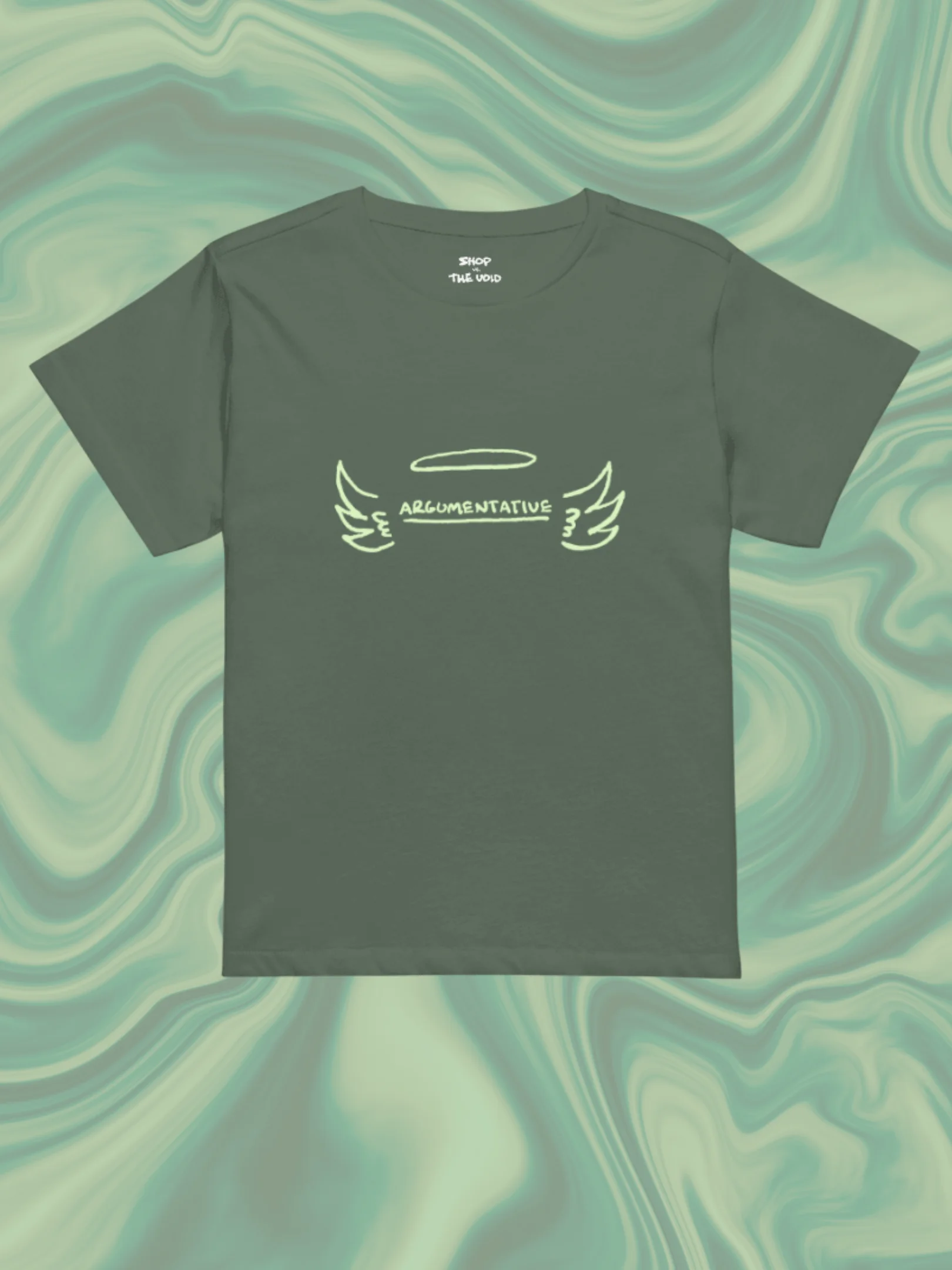 ANGELIC (green duotone) printed waist-length tee product image (1)