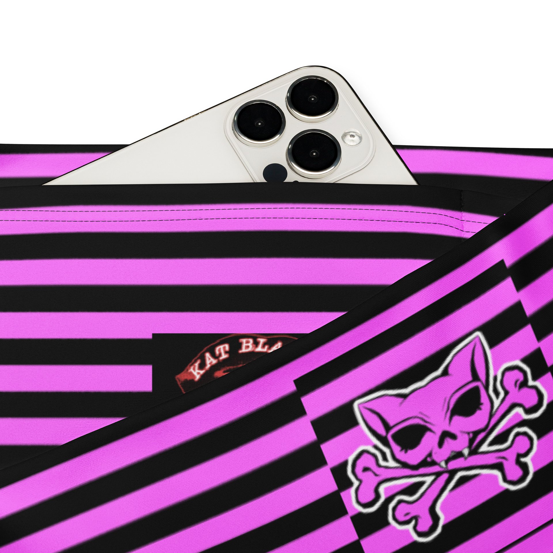 Pink and Blaque Stripped Kat Skull Flares product image (3)