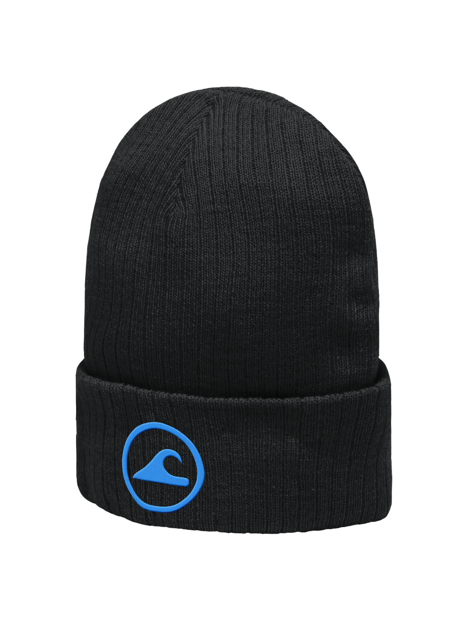 Embroidered Wave Rider Atlantis Ribbed Knit Beanie (Aqua) product image (2)