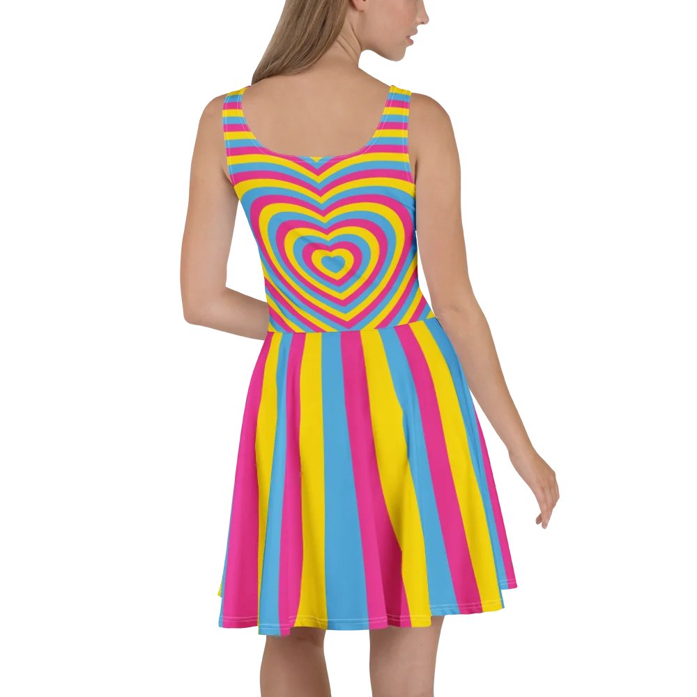 Pansexual Pride Hearts Skater Dress product image (4)