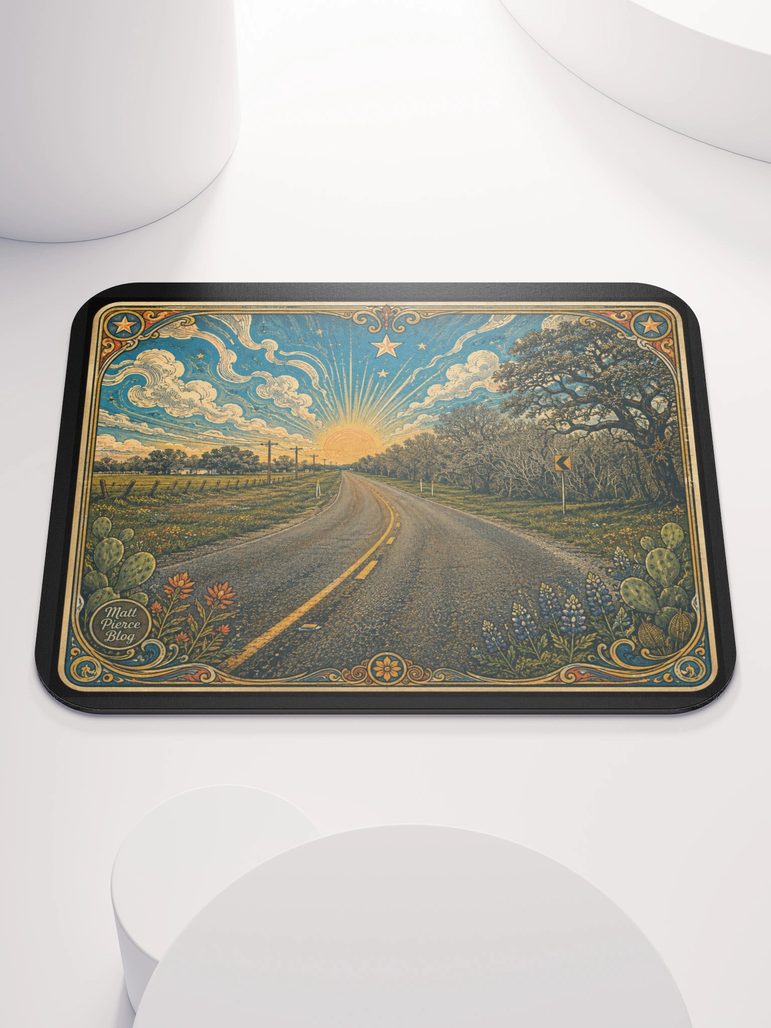 Wilson County Road Mouse Pad: Original photo and artwork by folk artist Matt Pierce product image (1)