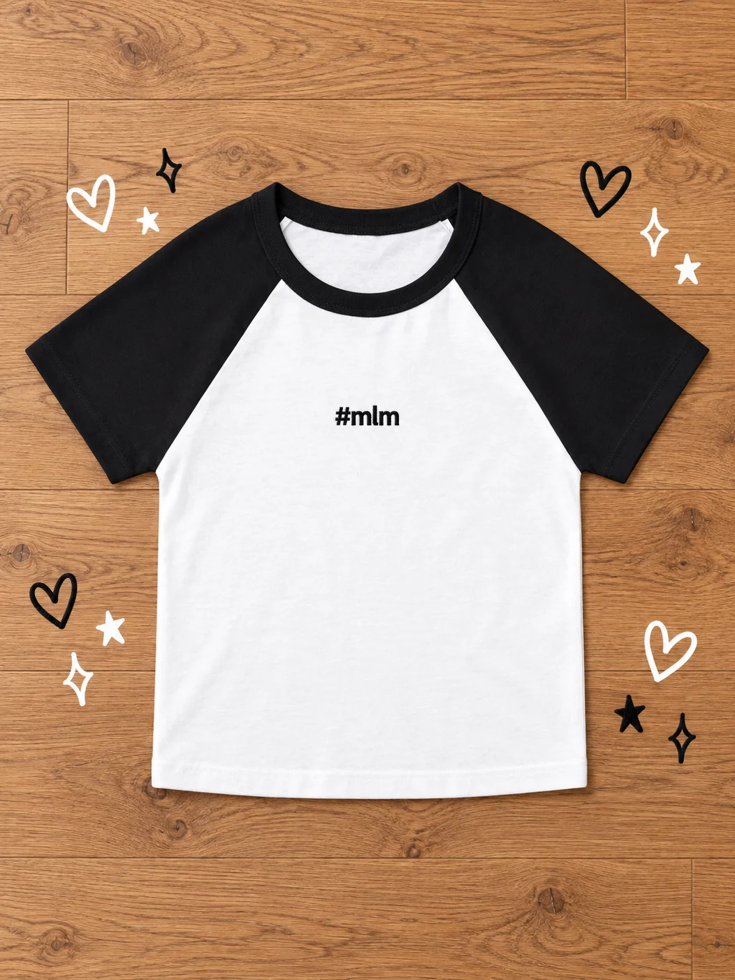 #mlm Ringer Tee | Queer Embroidered Baby Tee product image (1)