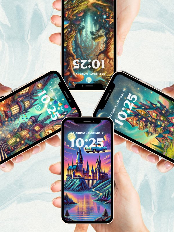 Magical Locations Fantasy Illustration Phone Wallpaper 4K Quality Bundle for Android and IOS product image (4)