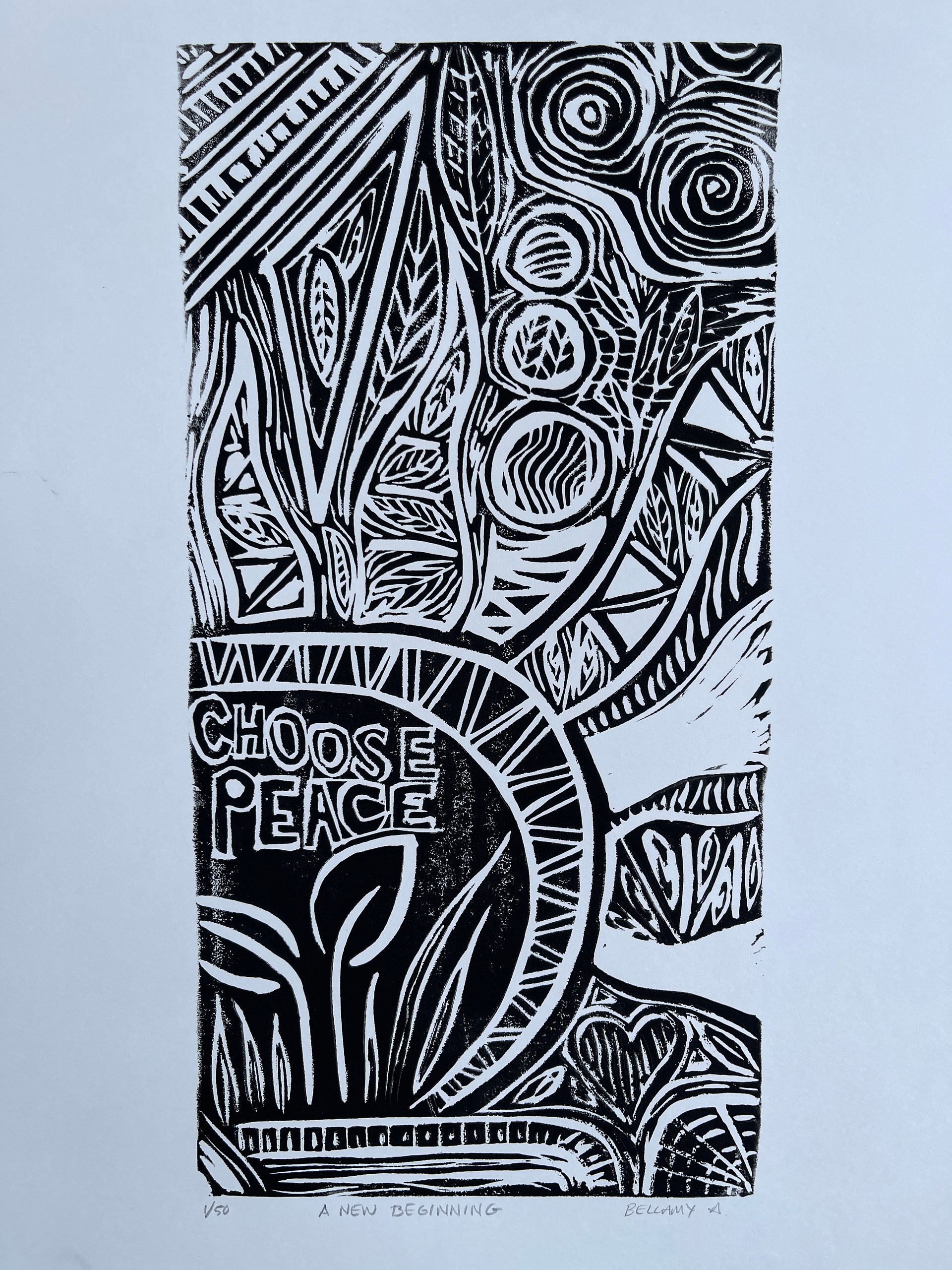 Choose Peace Linocut Print product image (3)