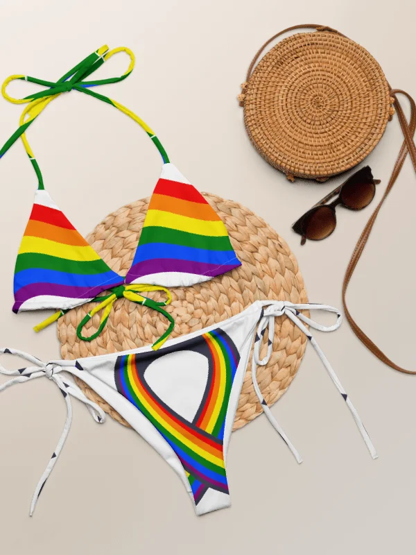 Rainbow Wave Stripe String Bikini product image (2)