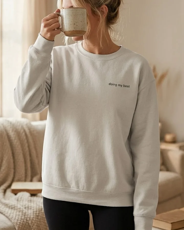 Doing My Best Embroidered Sweatshirt – Minimalist Millennial Mom Crewneck – Lane Seven LS14004 Premium Heavyweight Pullover product image (1)