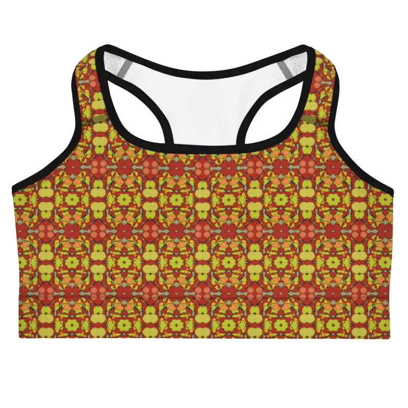 Tomato Glow – Vibrant Pattern Basic Sports Bra product image (2)