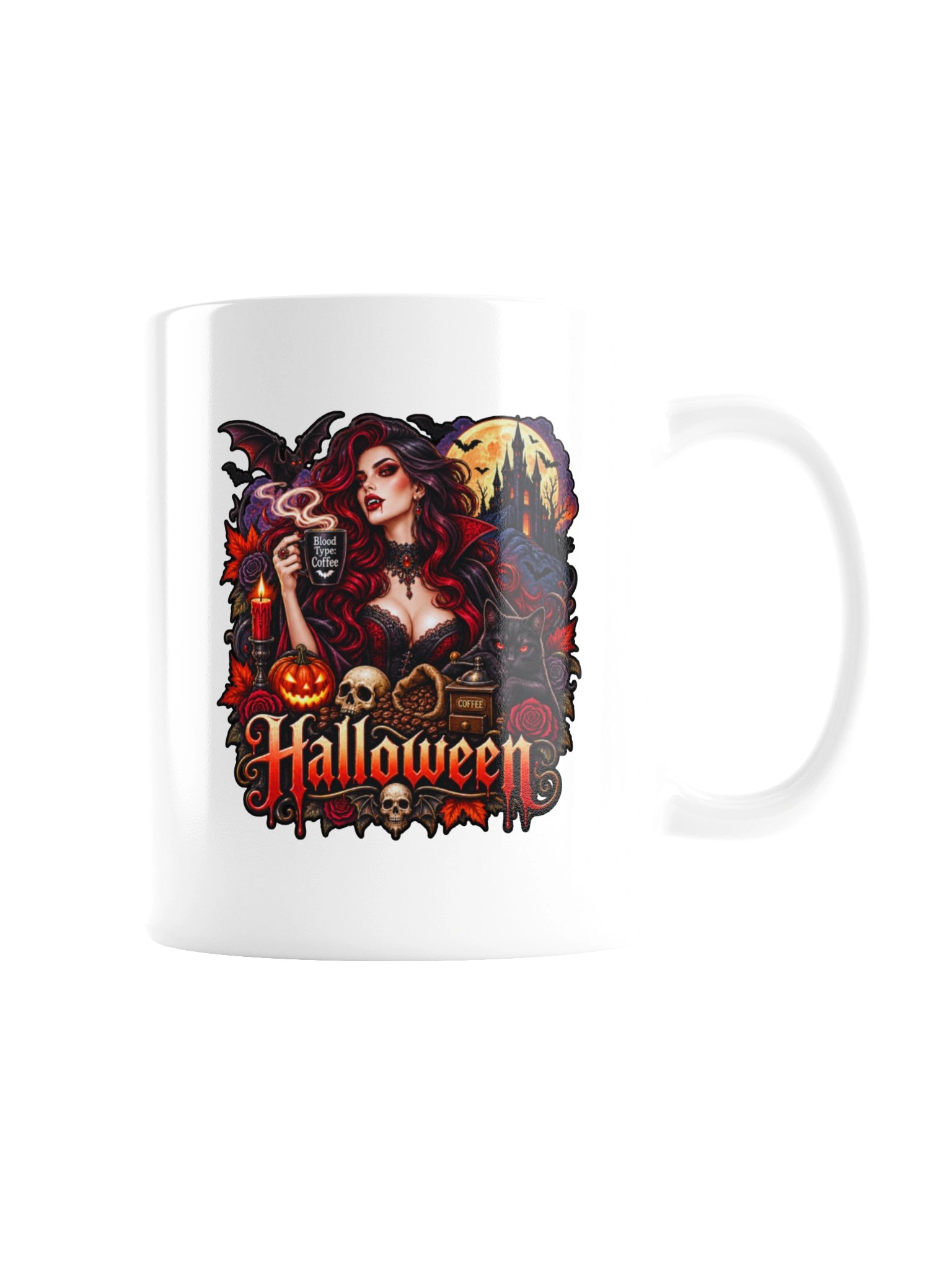 Vampire Queen Halloween Mug – Blood Type Coffee Gothic Cup product image (8)
