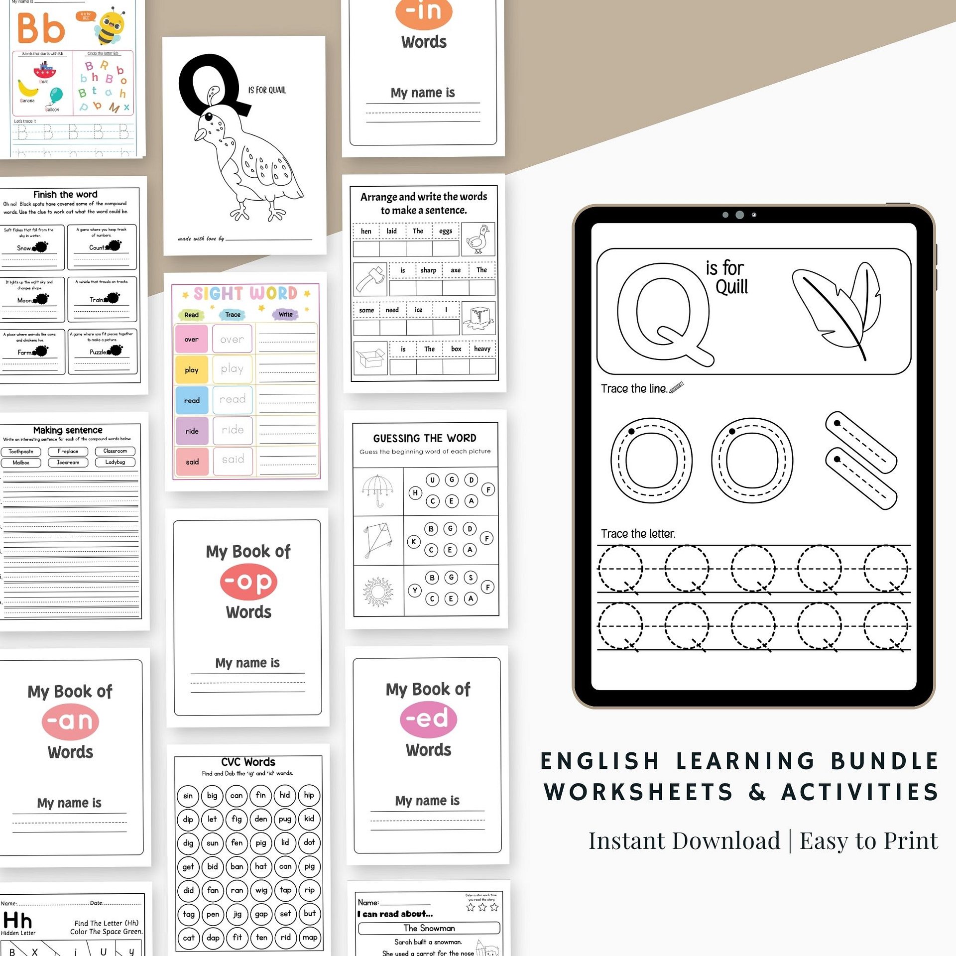English Learning Bundle – 1000+ Pages of Worksheets & Activities (Suitable for 4-6 Years) product image (1)
