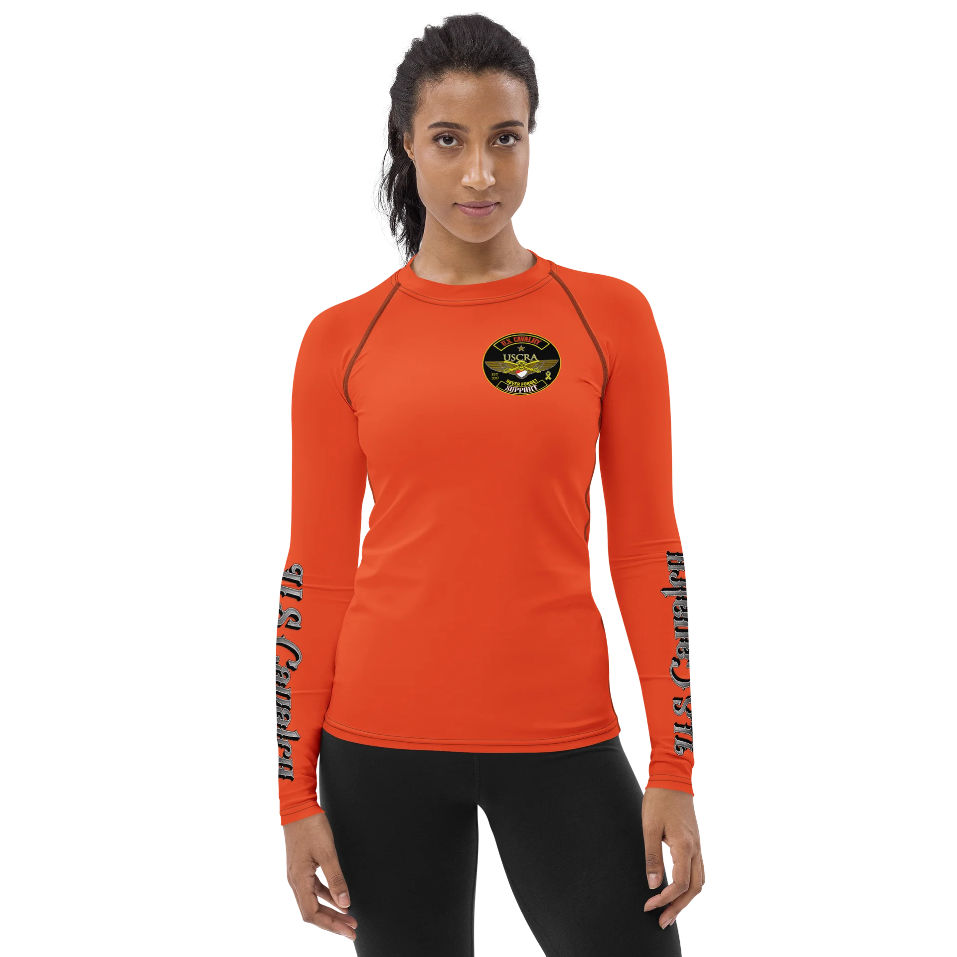 Women's USCRA Long Sleeve SUPPORT "Rash Guard"Tee Safety Orange product image (1)