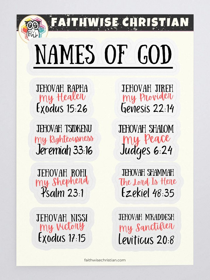 Names Of God Sticker Sheet product image (2)