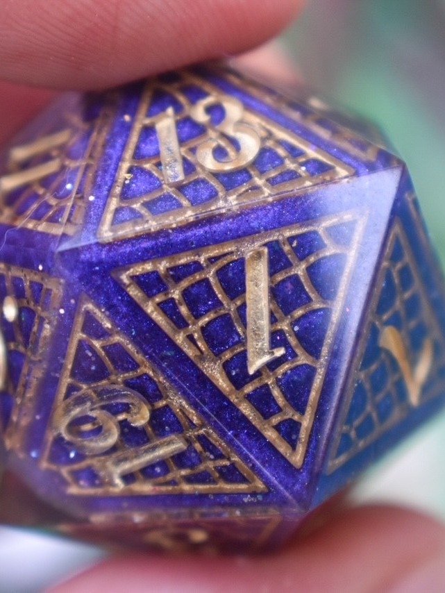 Gilded Flight - 30mm Dragon Egg Geode D20 product image (2)