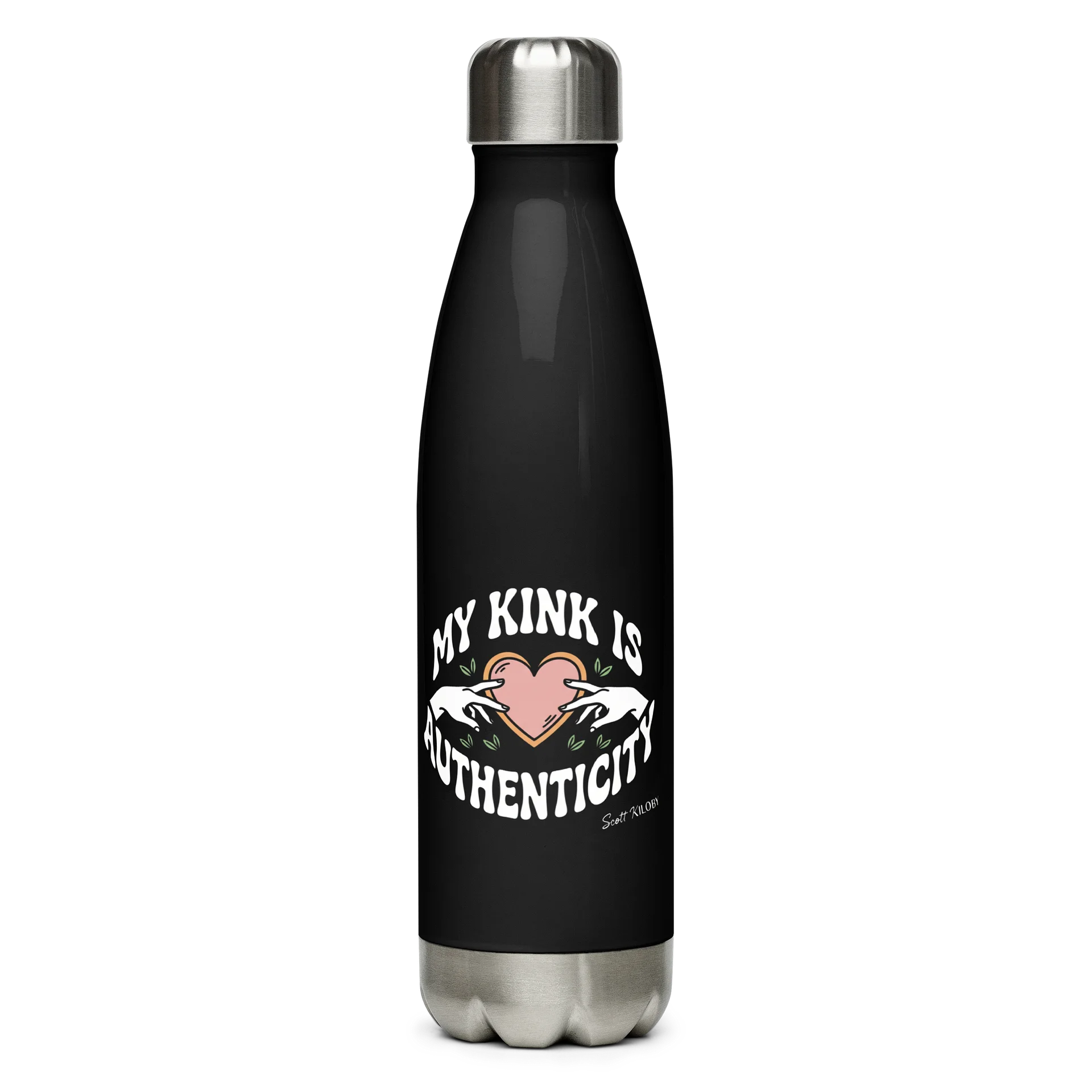 “My Kink Is Authenticity” Black Stainless Steel Water Bottle product image (1)