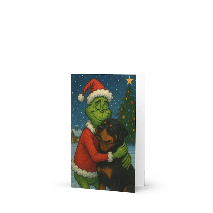 Rottweiler Grinch's Warm Embrace Greeting Card product image (1)