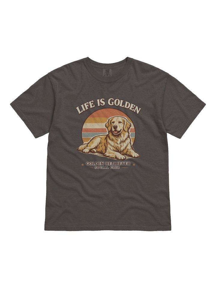 Life Is Golden Retro Sunset T-Shirt – Vintage Golden Retriever Comfort Colors 1717 product image (2)
