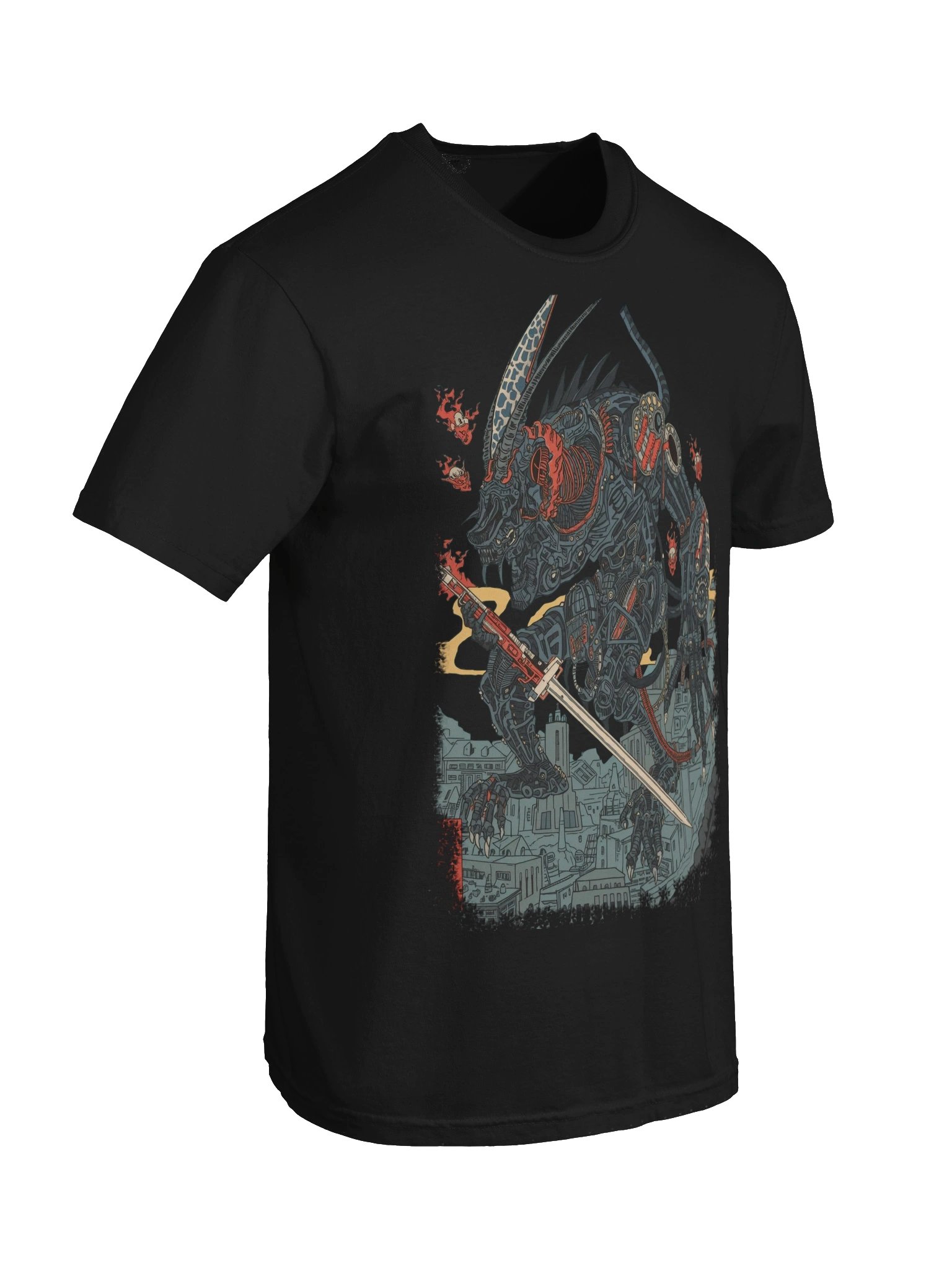 Mecha Demon Over City Heavyweight T-Shirt product image (4)