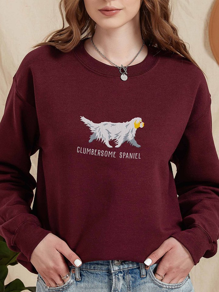 Clumbersome Spaniel Sweatshirt (Embroidered) of a Clumber Spaniel(Lemon & White) product image (2)