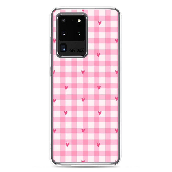 Be Mine Gingham Clear Samsung® 20 Plus, 20 FE, 20 Ultra, 20, 21 FE, 21, 21 Plus, 21 Ultra, 22, 22 Plus, 22 Ultra, 23, 23 Ultra, 23 Plus, 24 Plus, 24, 24 Ultra, 25 Plus, 25 Ultra, 25 Cases. product image (1)
