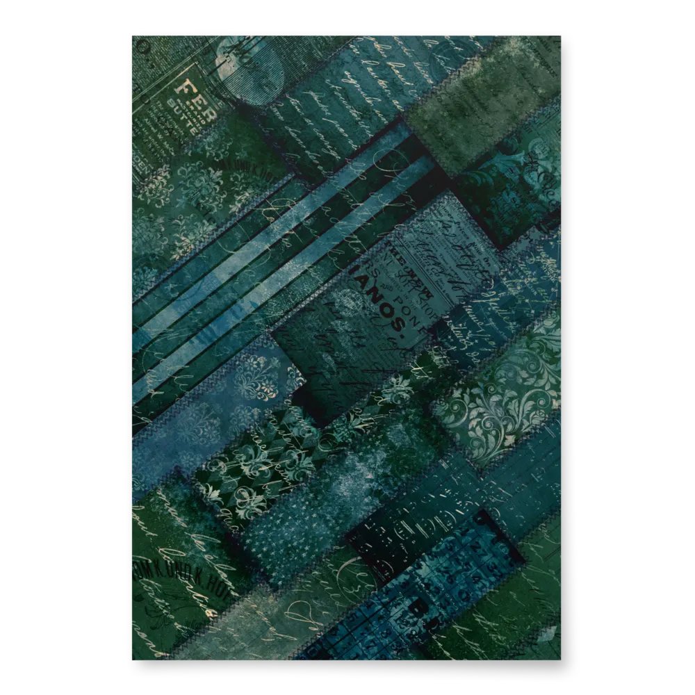 Elegant Vintage Green Blue Script Wrapping Paper product image (4)