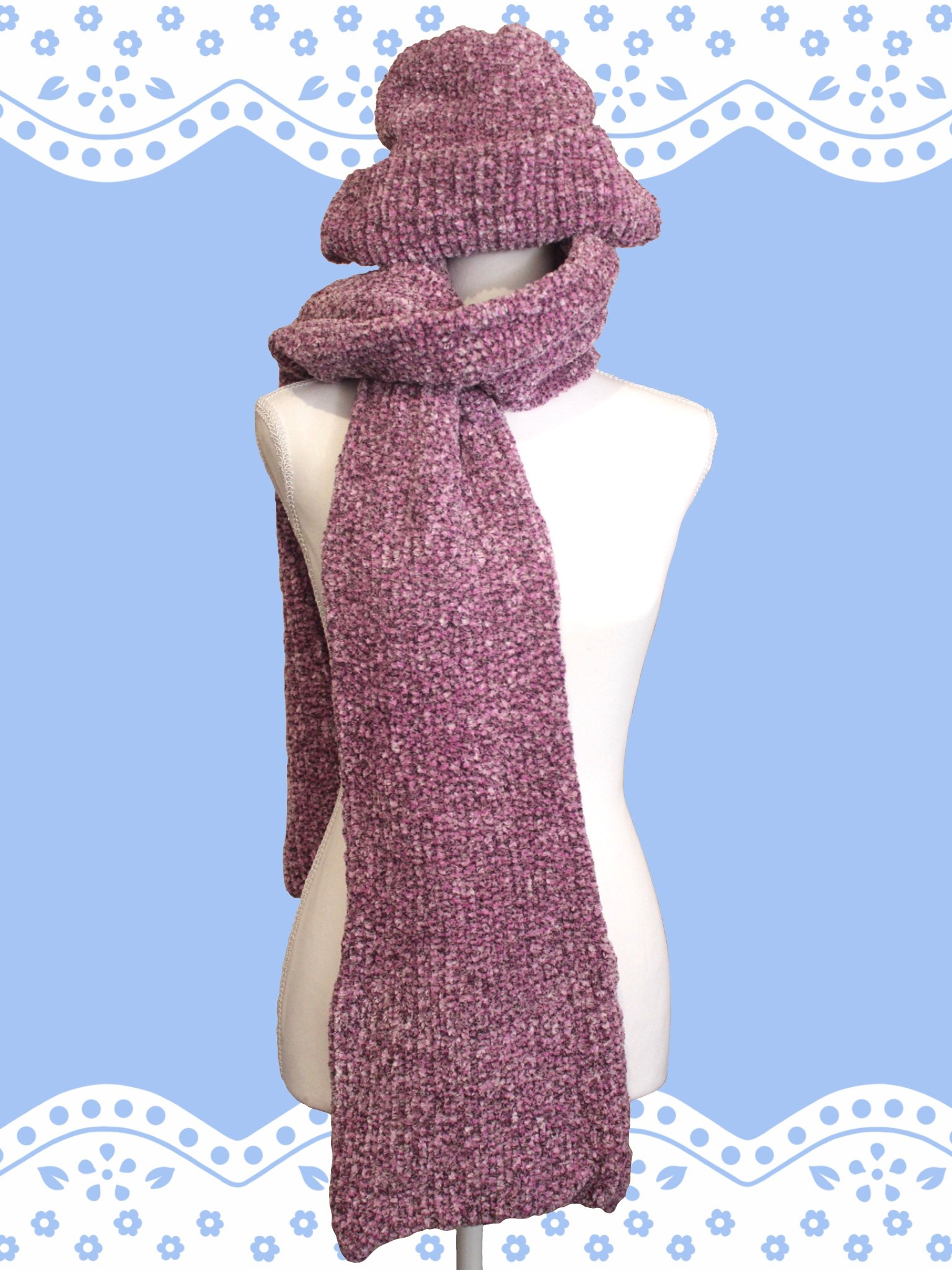 Scarf & Beanie Set - Purple Pansy product image (1)