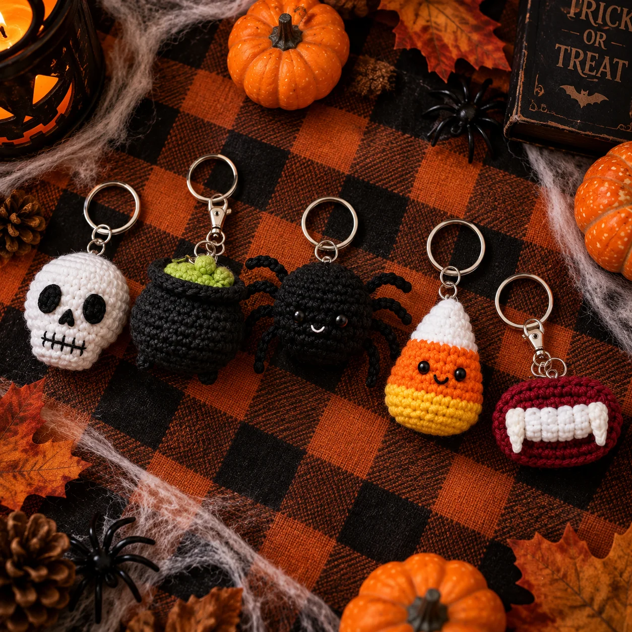 Halloween Crochet Keychain Patterns PDF, 10 Amigurumi Designs, Spooky Bundle, Digital Download product image (7)