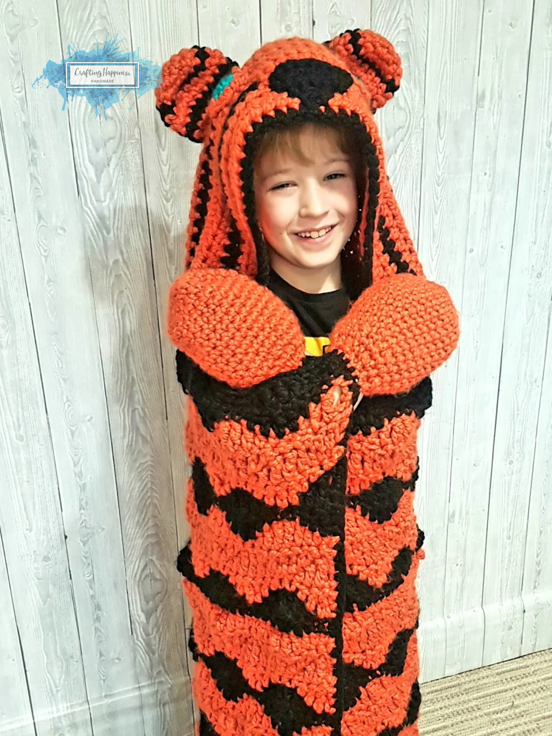 Tiger Hooded Blanket CROCHET PATTERN | Adult & Child Sizes (PDF) product image (3)