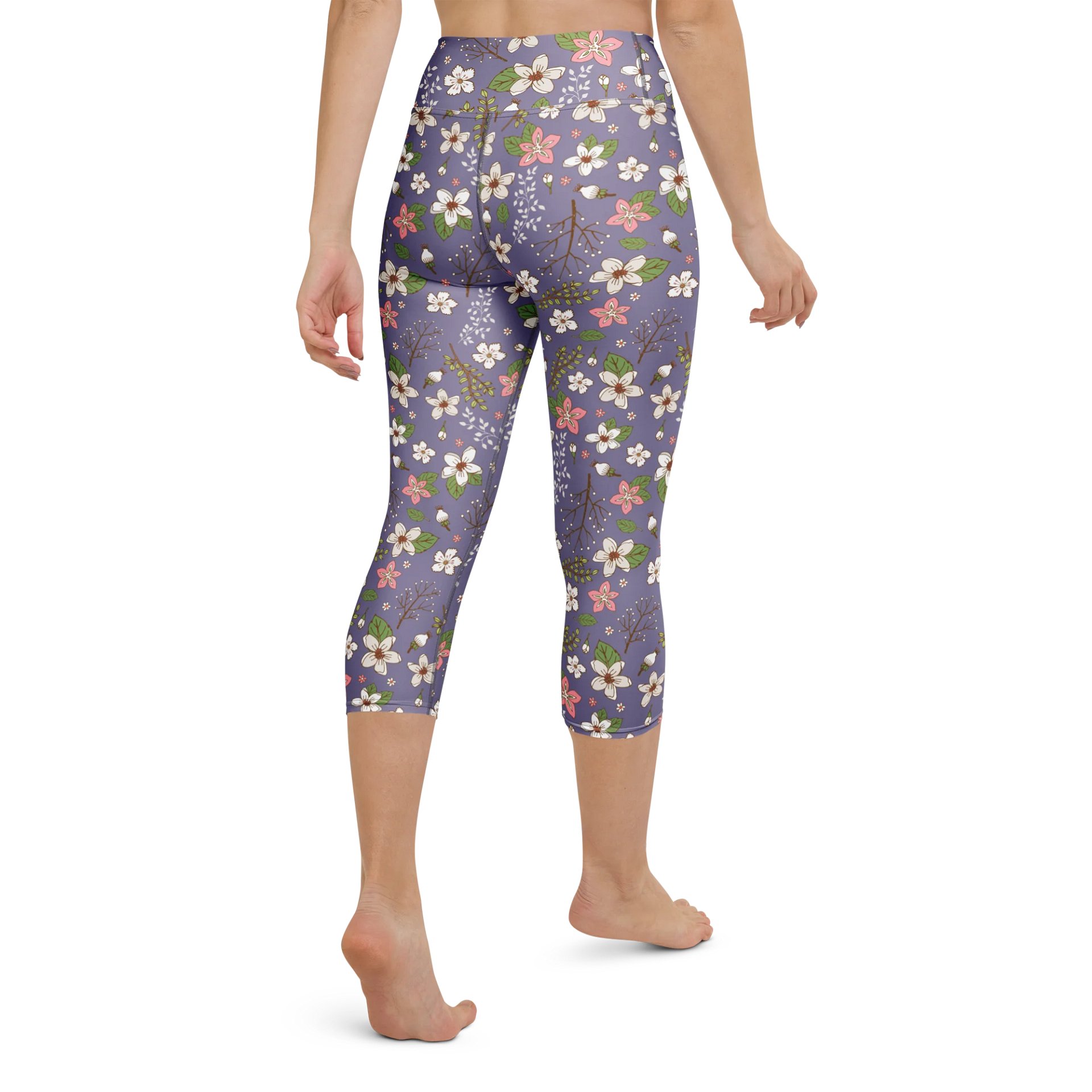 High-Waisted Floral Yoga Capri Leggings – Women’s All-Over Print Activewear product image (3)
