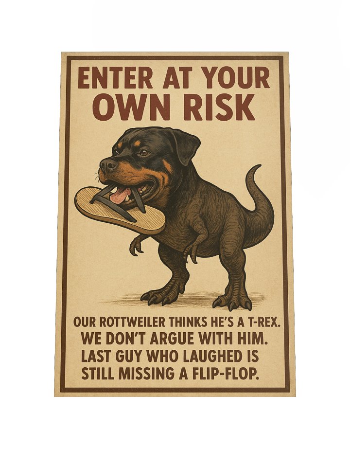 Rottweiler Flip-Flop Warning Poster product image (1)
