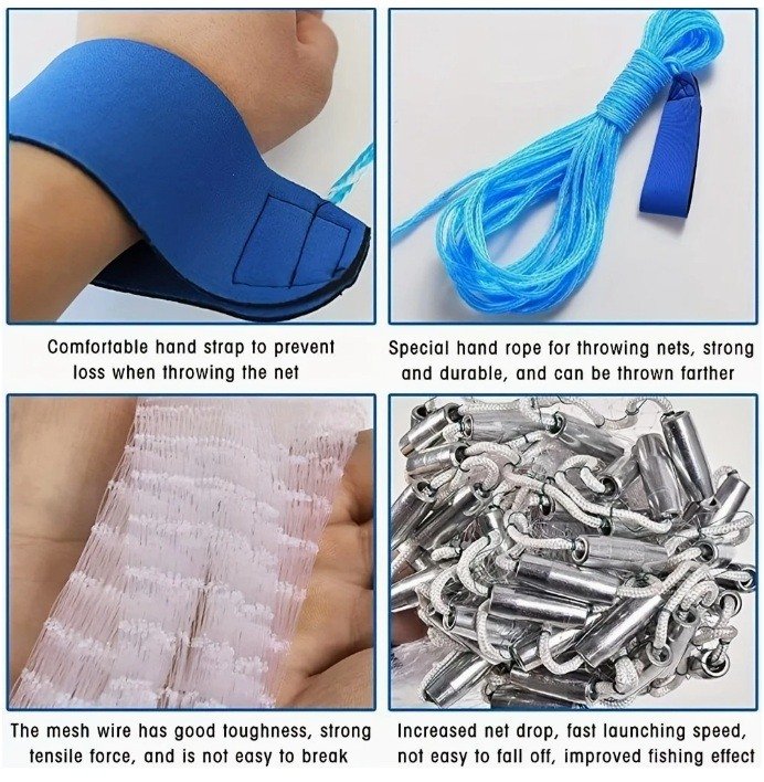 Heavy-Duty Fishing Cast Net - Easy Throw Hand-Cast Nylon Bait Trap product image (5)