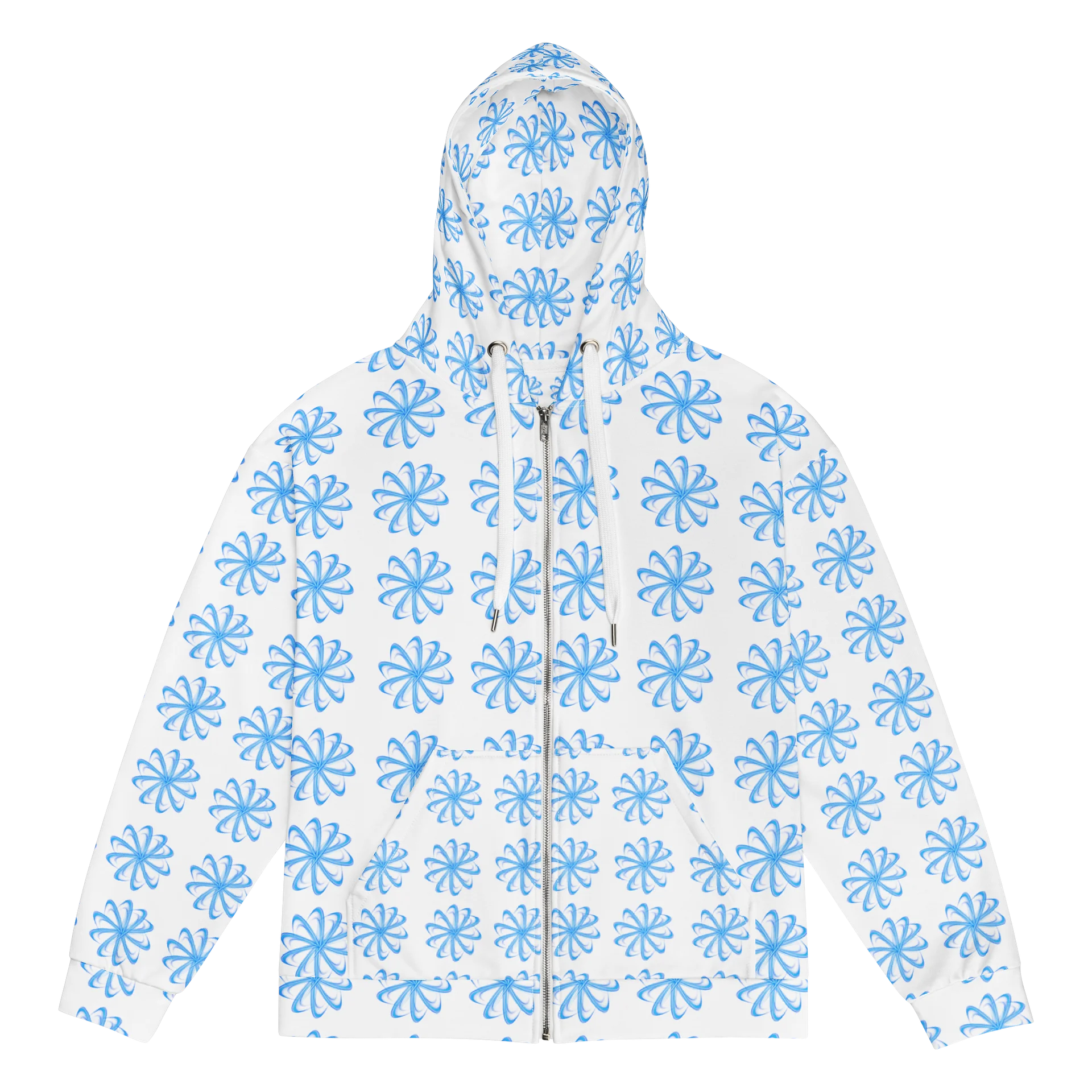 Blue Swirl Florals: Modernes Wirbel-Muster Vivid Recycled Unisex Zip Hoodie product image (1)