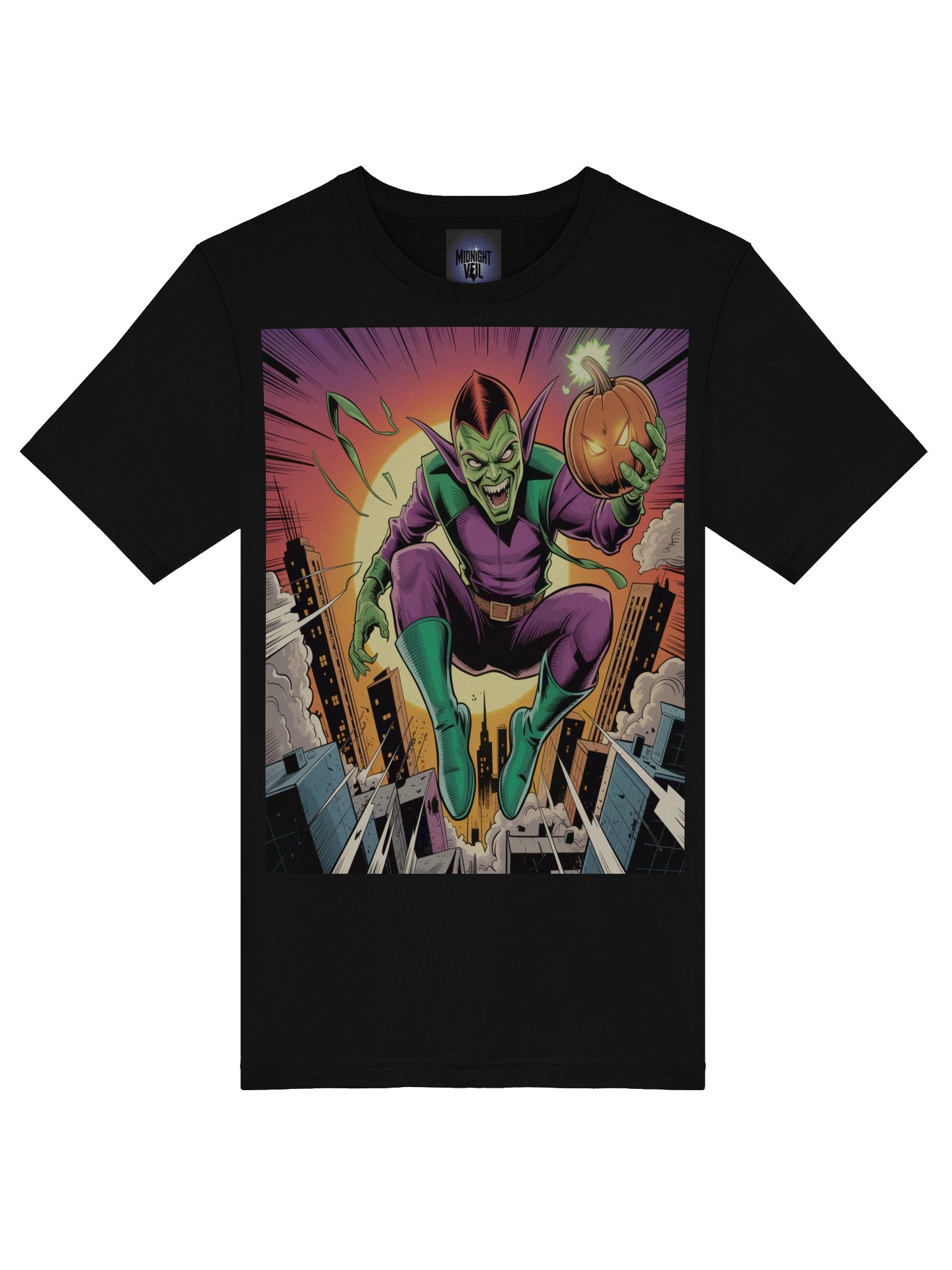 Green Goblin Twilight Terror Supersoft T-Shirt – Pumpkin Siege Sunset product image (7)