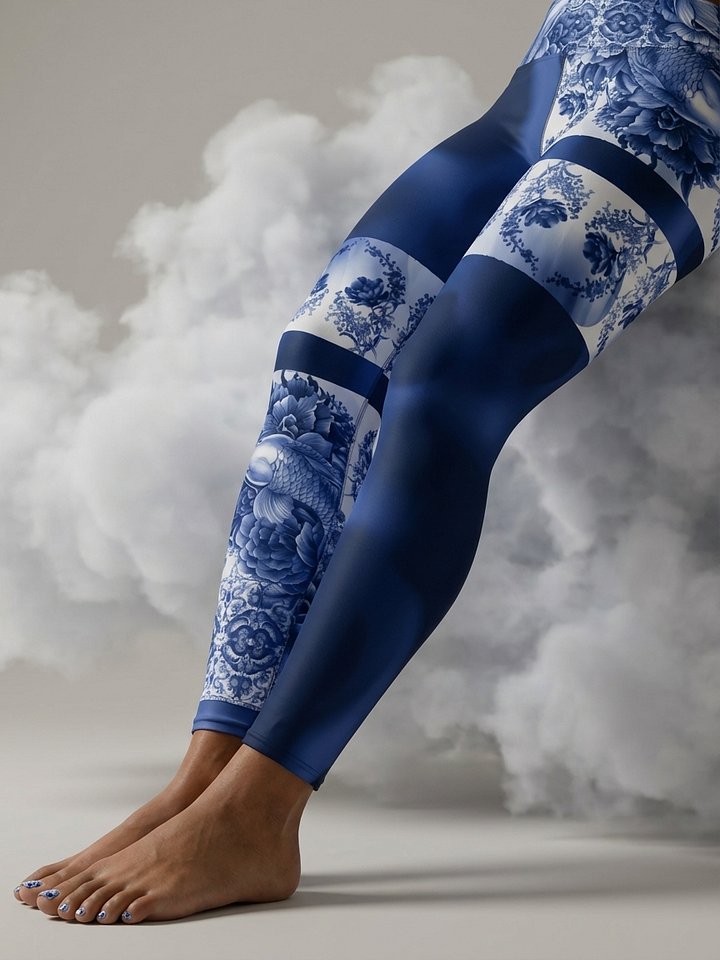 Koi and Mist-Porcelain yoga leggings product image (1)
