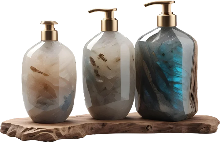 Celestial Grace – Trio of Geode Soap Dispensers PNG product image (1)