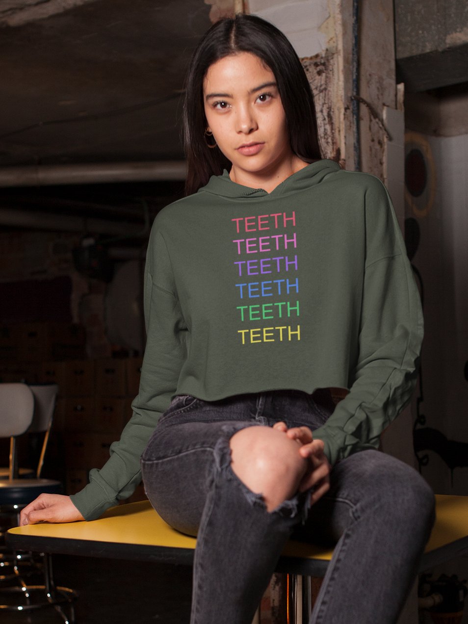 Maximum Teeth fleece crop hoodie product image (1)