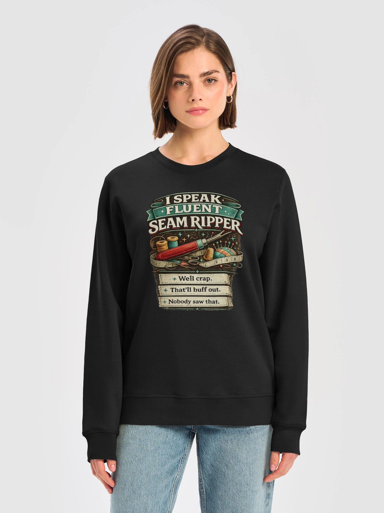 RETREAT HAIR DON'T CARE — Vintage Sewing Bun Sweatshirt product image (5)