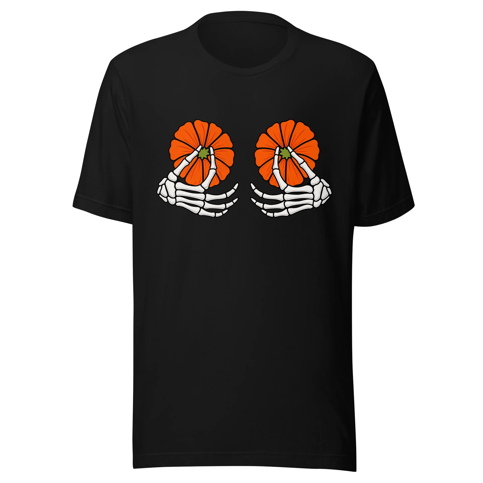 Skeleton Hands & Orange Flowers T-Shirt product image (1)