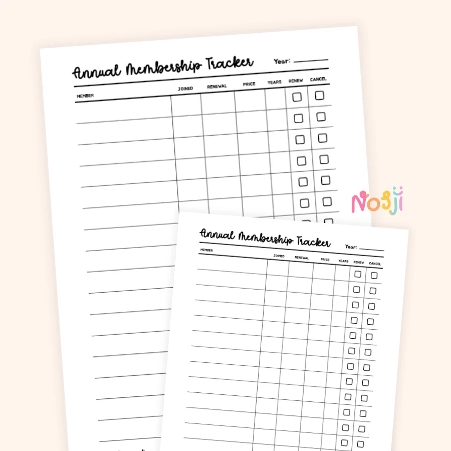 Annual Membership Tracker Printable Membership Renewal Tracker product image (1)