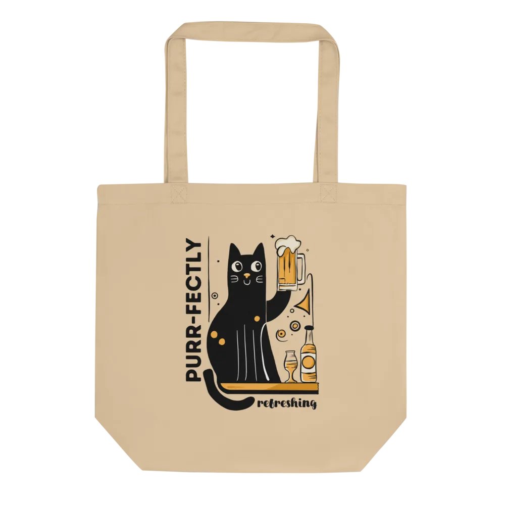 Purr-fectly Refreshing - Cat Holding a Beer, Hand-drawn Eco-Friendly Tote Bag product image (4)