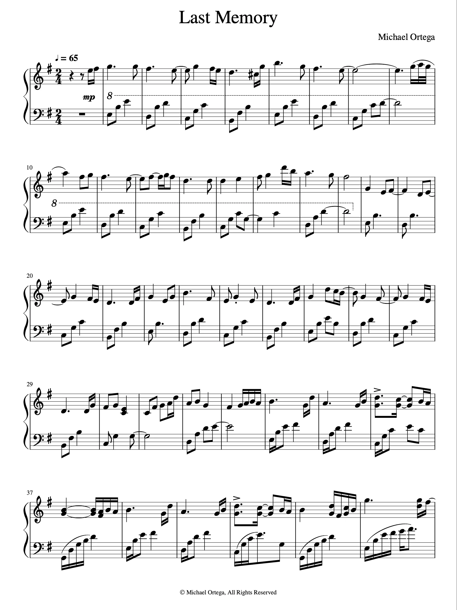 Last Memory (Piano Score) product image (2)