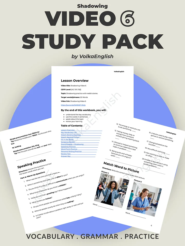 English Podcast for Thinking in English | Listen and Practice - Shadowing Video 6 Study Pack product image (1)
