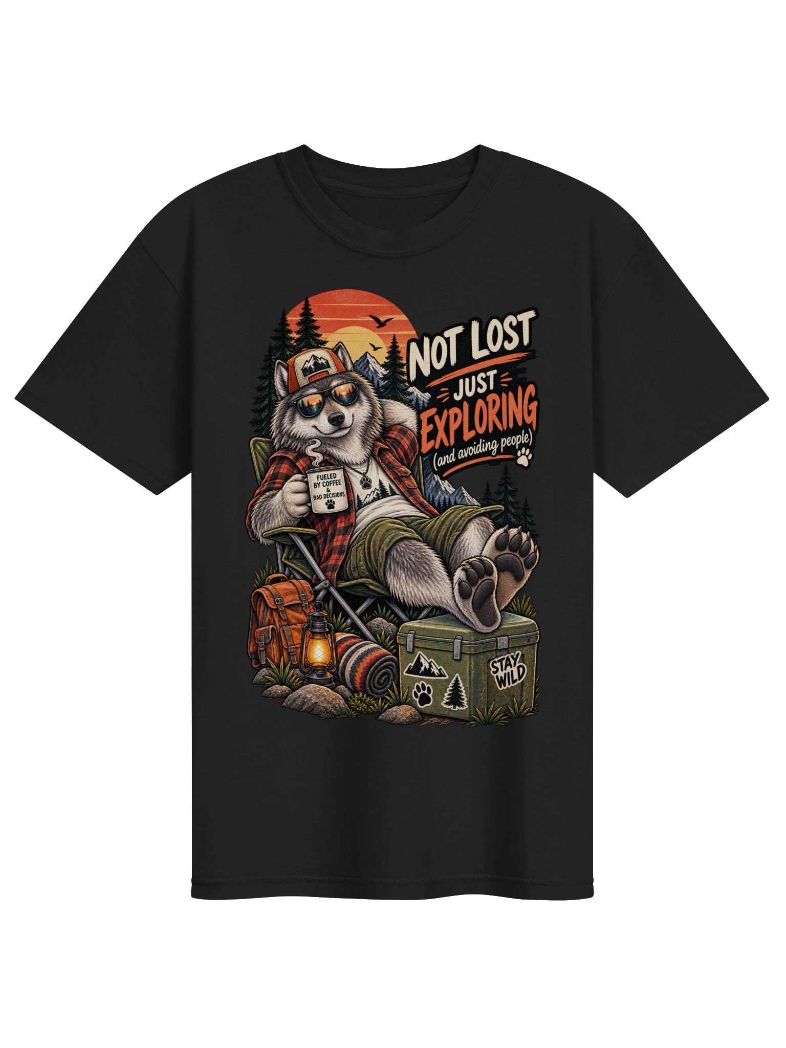 Wolf I Am Not Lost Just Exploring - Sarcastic Funny Animal Lover T-Shirt | Witty Wolf Humor Tee product image (1)