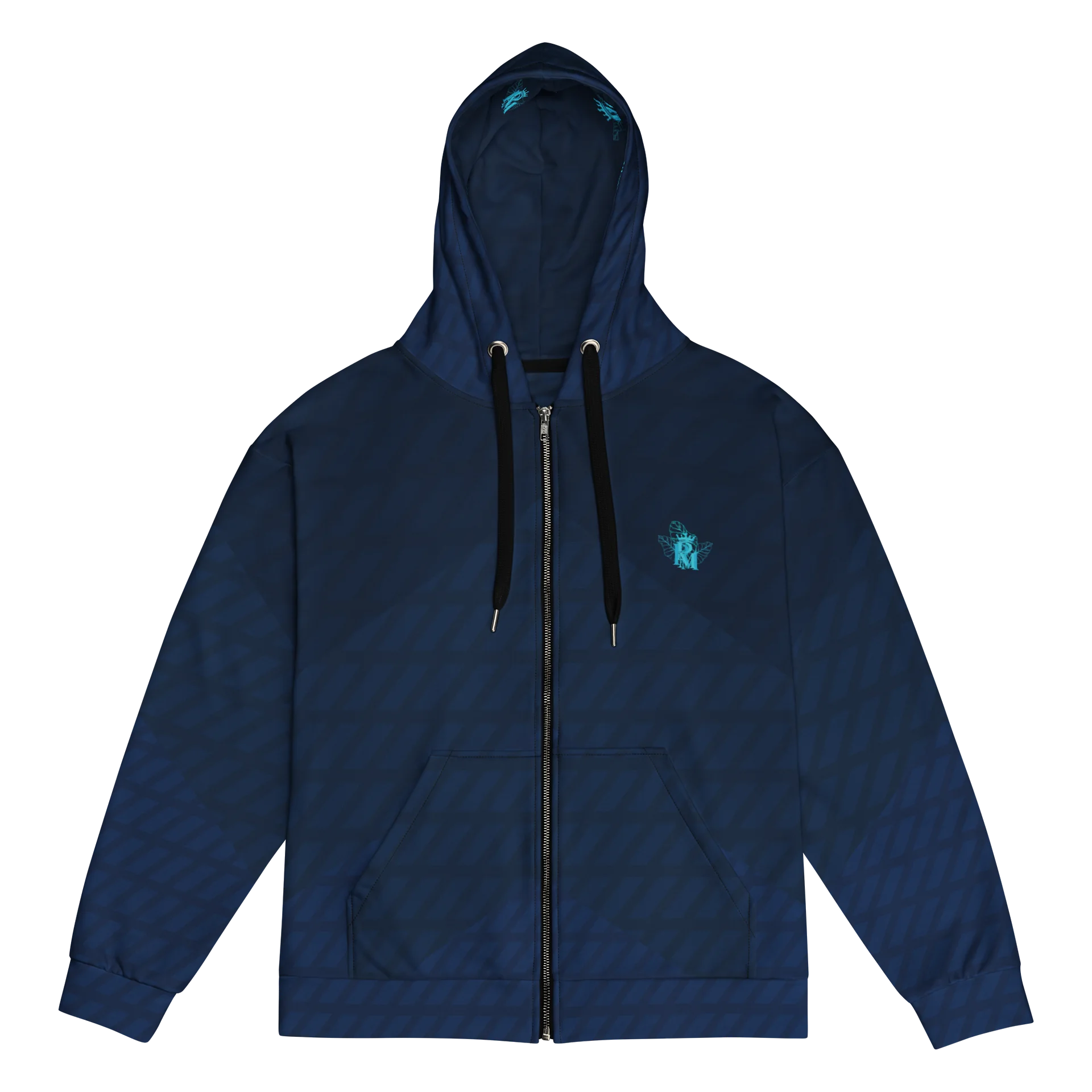 Sweat à capuche zippé à rayures cyan minuit PU MANATU product image (1)