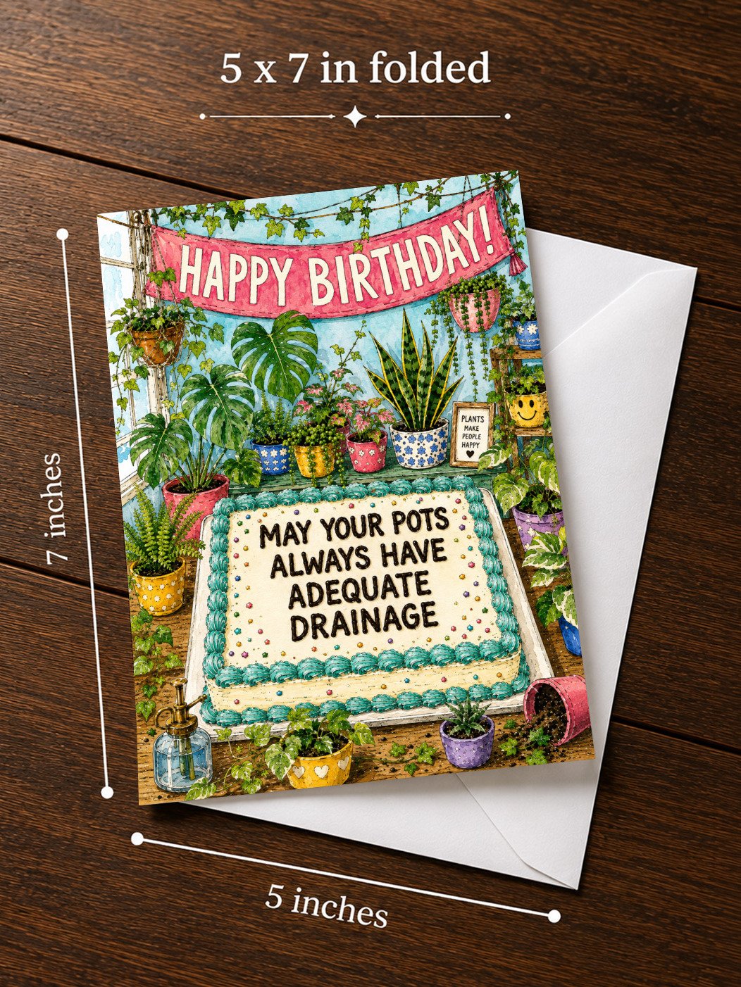 May All Your Pots Have Adequate Drainage: Funny Plant Lover Happy Birthday Greeting Card product image (3)