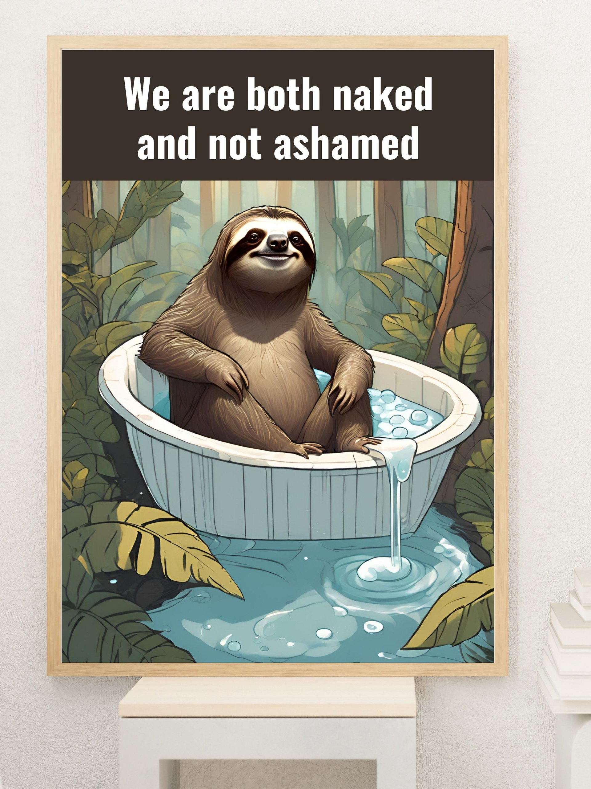 Sloth Enjoying Bubble Bath Bathroom Downloadable Wall Art product image (1)