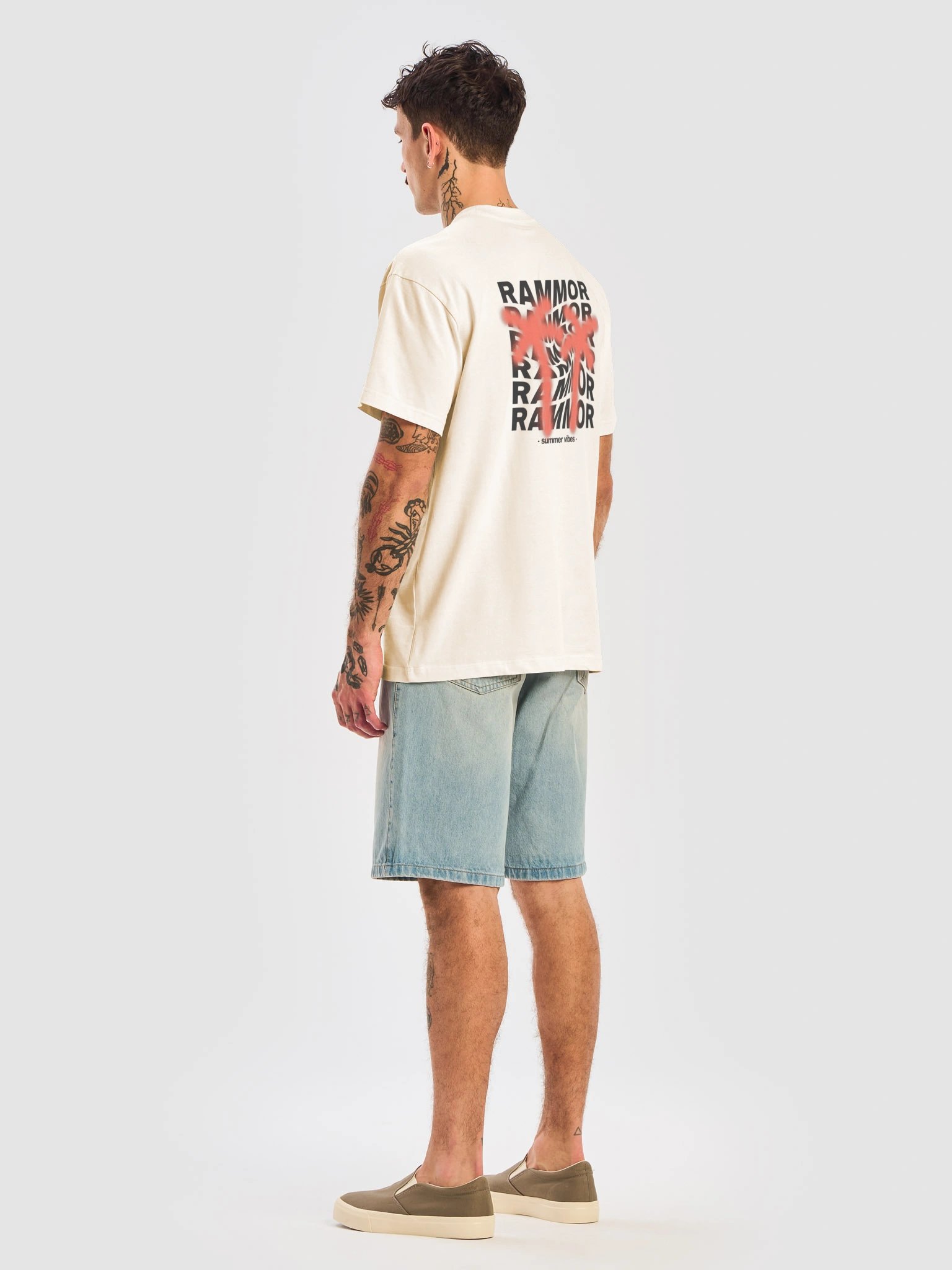 Palm Tree Swirl Oversized Tee Vintage White / White product image (8)