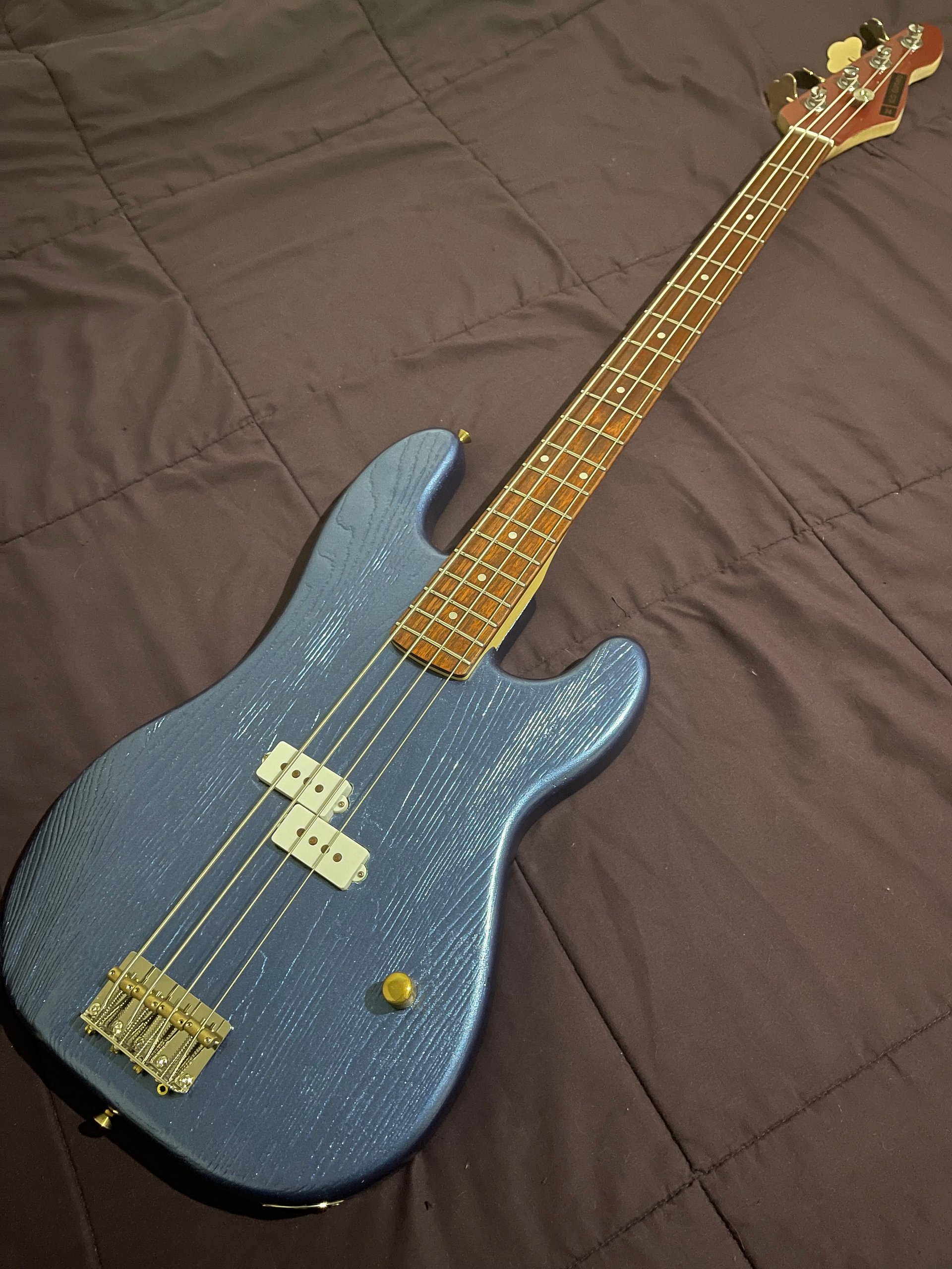 G.D. Guitars “Blue Streak” Custom “Super P” Bass — Metallic Blue & Red w Case product image (3)