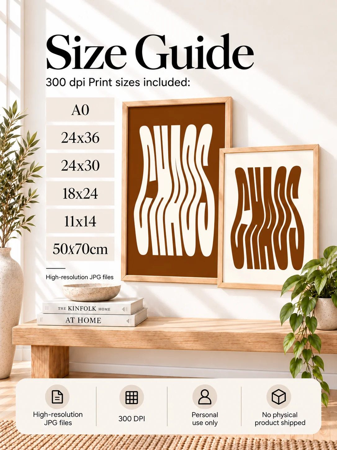 CHAOS Typography Poster Wavy Retro Printable Wall Art Brown Cream Y2K Dorm Decor Funky Graphic Digital Download product image (3)
