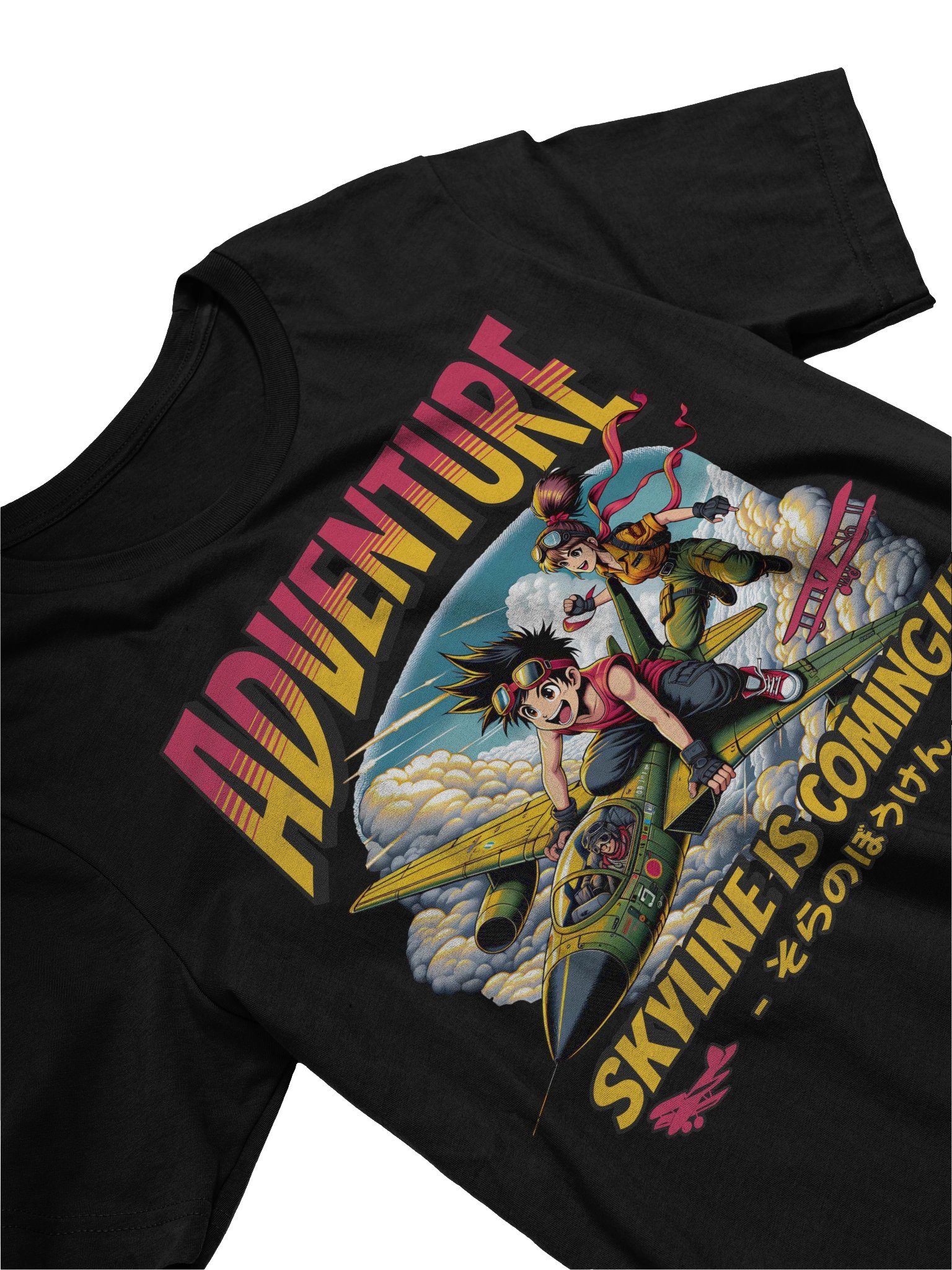 Manga Boy And Girl Japan Anime T-Shirt Skyline Adventure 90s product image (3)