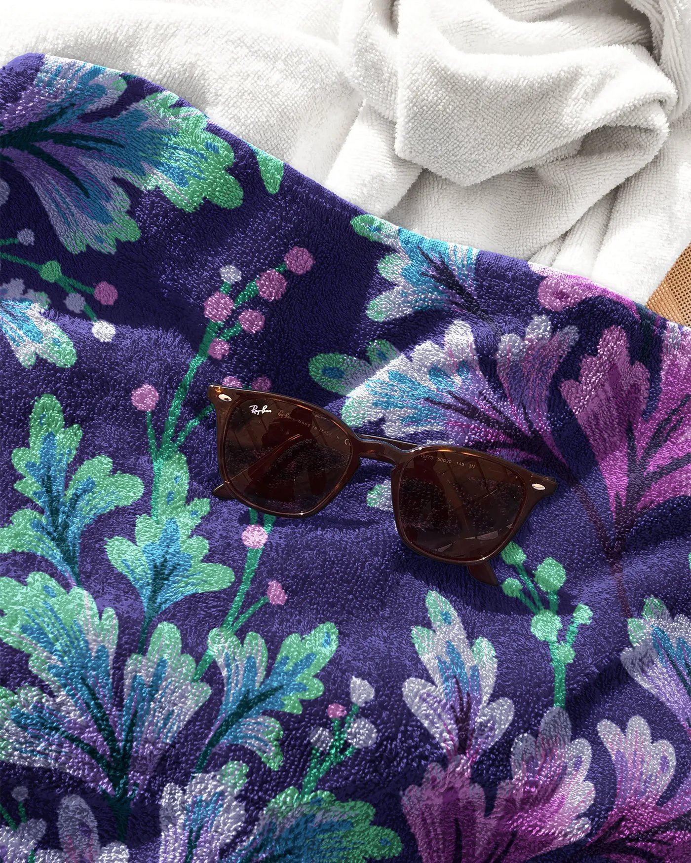 Beach Towel - Frilled Foliage / Purple & Teal product image (3)
